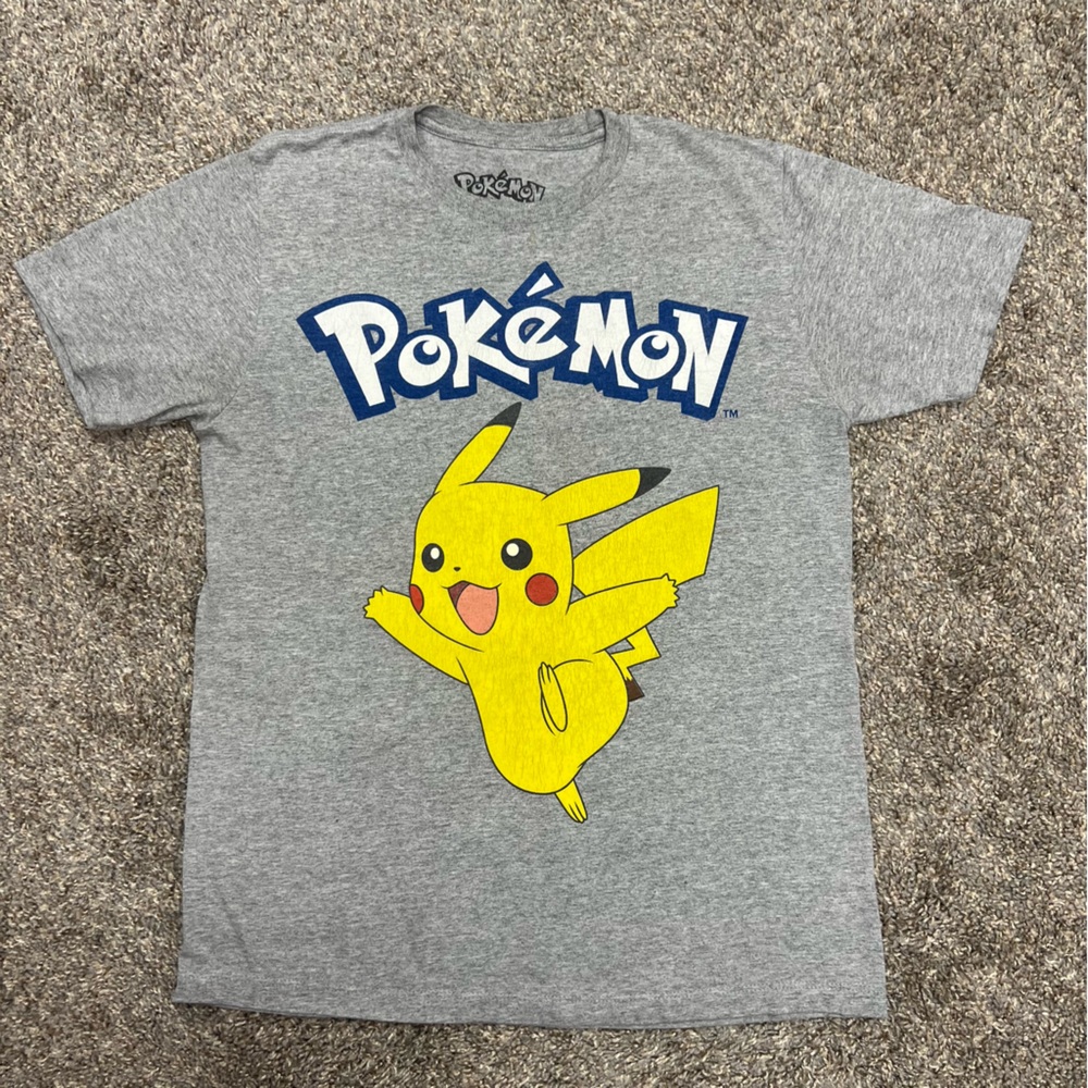 Pokemon shirt boys medium gray‎ short sleeve graphic tee youth y2k